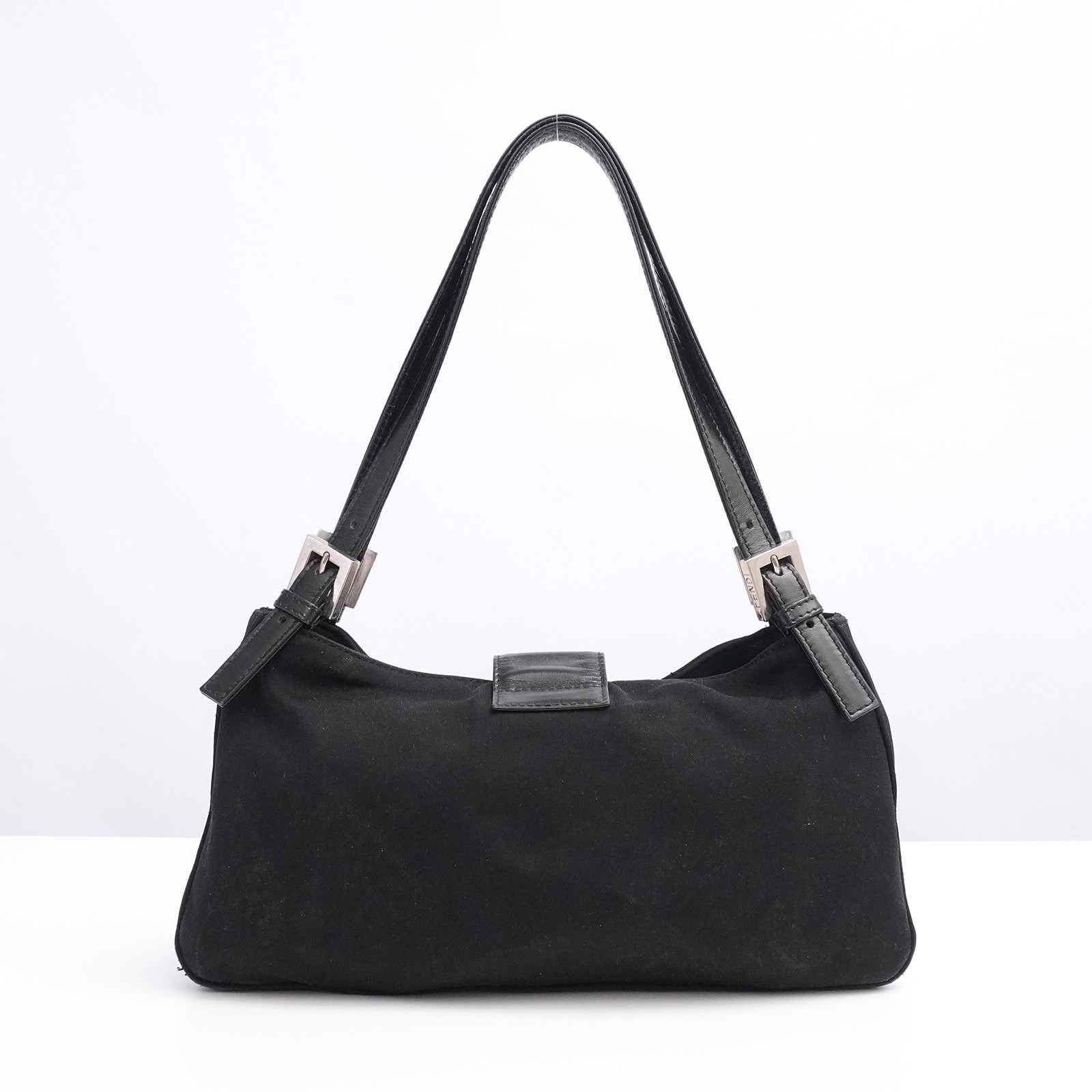 FENDI Mamma Baguette 2321 Shoulder Bag Jersey Black 26583 009 Auth #55896A