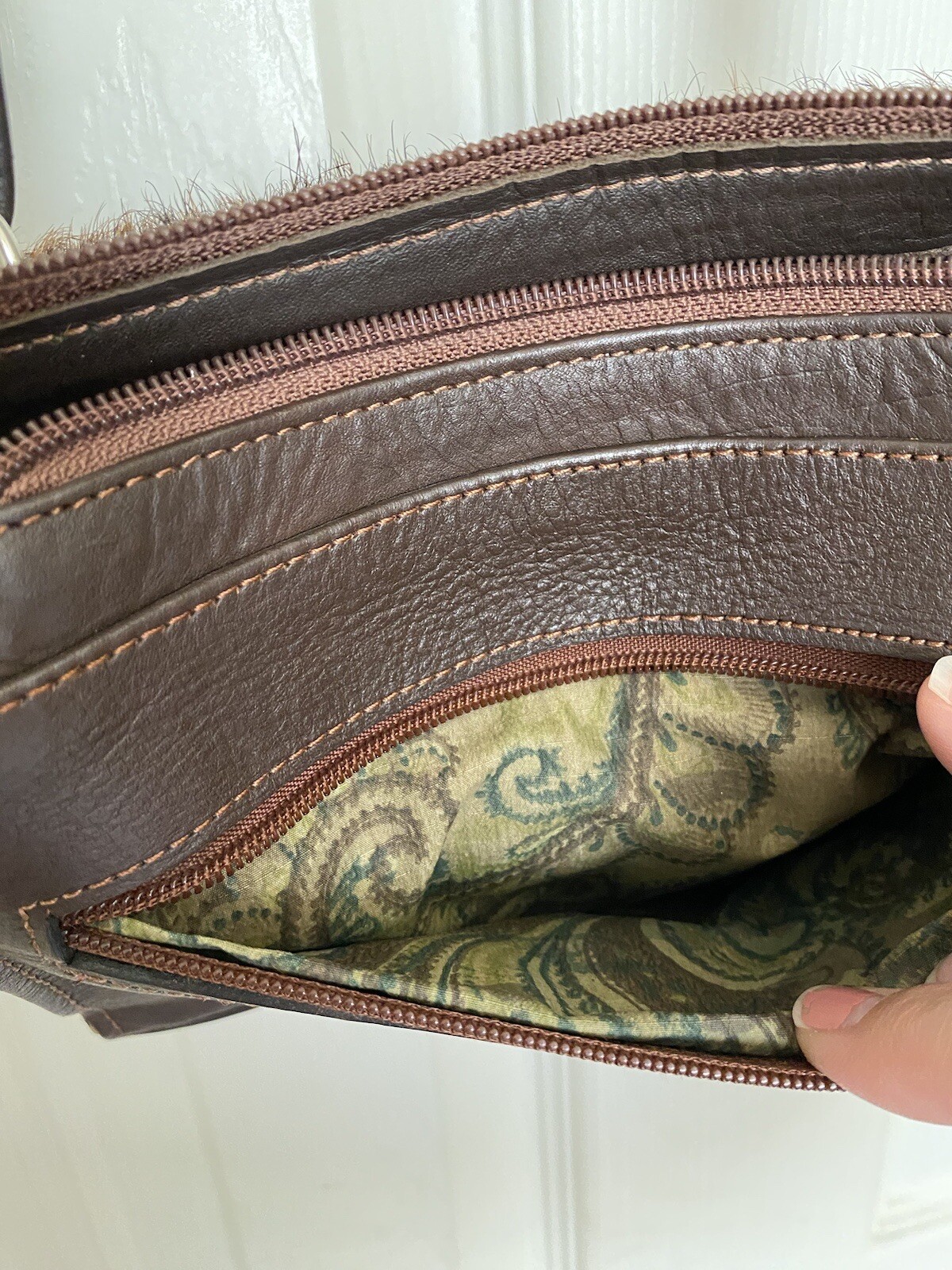 Sergio’s Collection Purse Leather Fur Crossbody Vintage Western Hand Tooled Rare