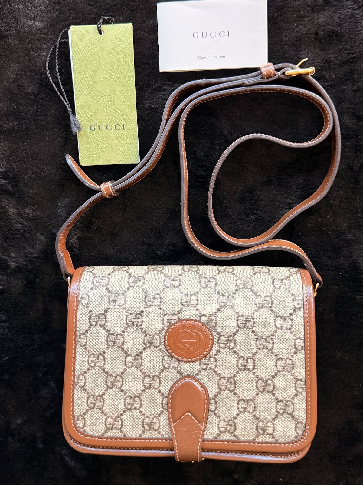 Gucci Beige/Ebony GG Supreme Canvas Mini Interlocking Shoulder Bag