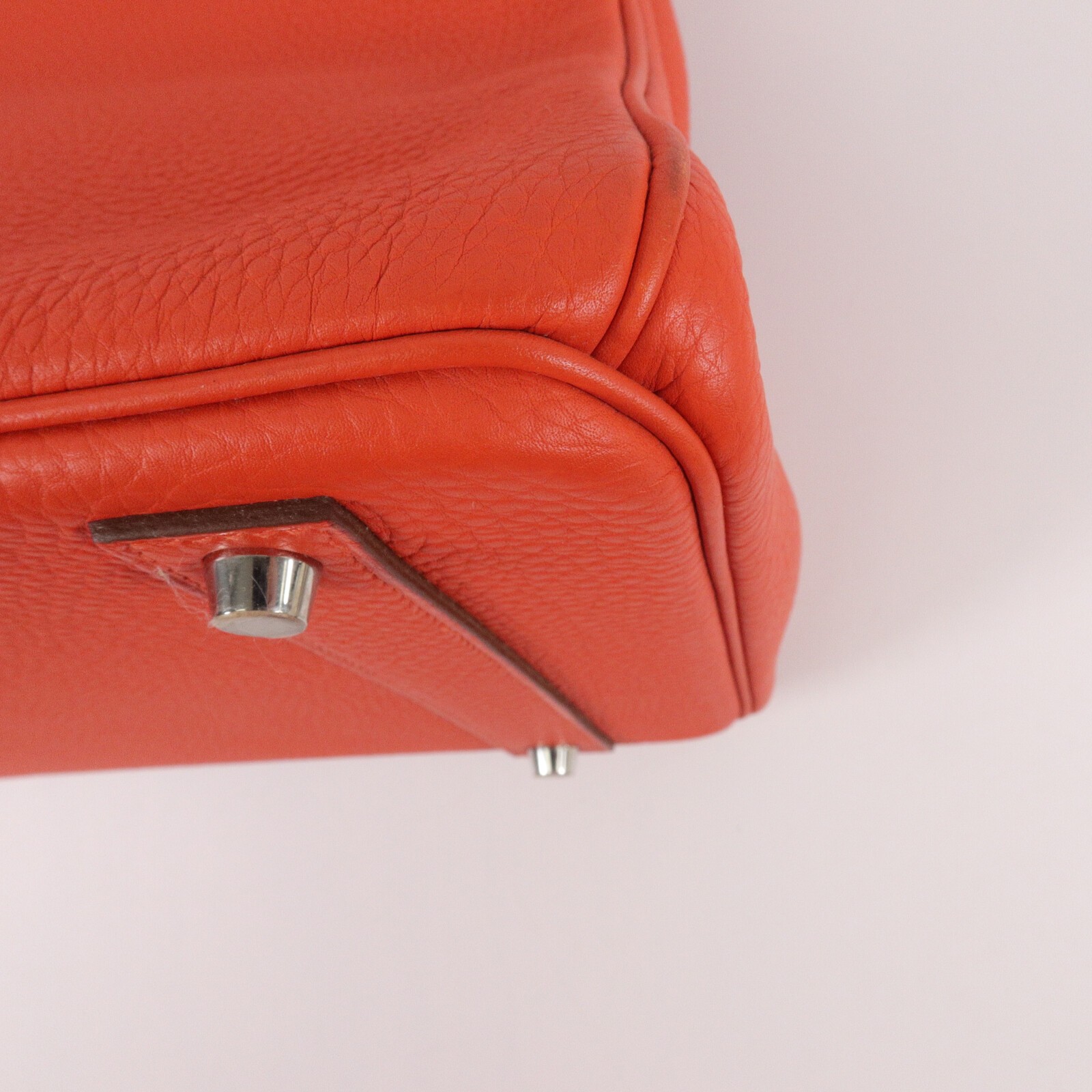 HERMES PHW Birkin 40 Handbag Togo Leather Orange Poppy