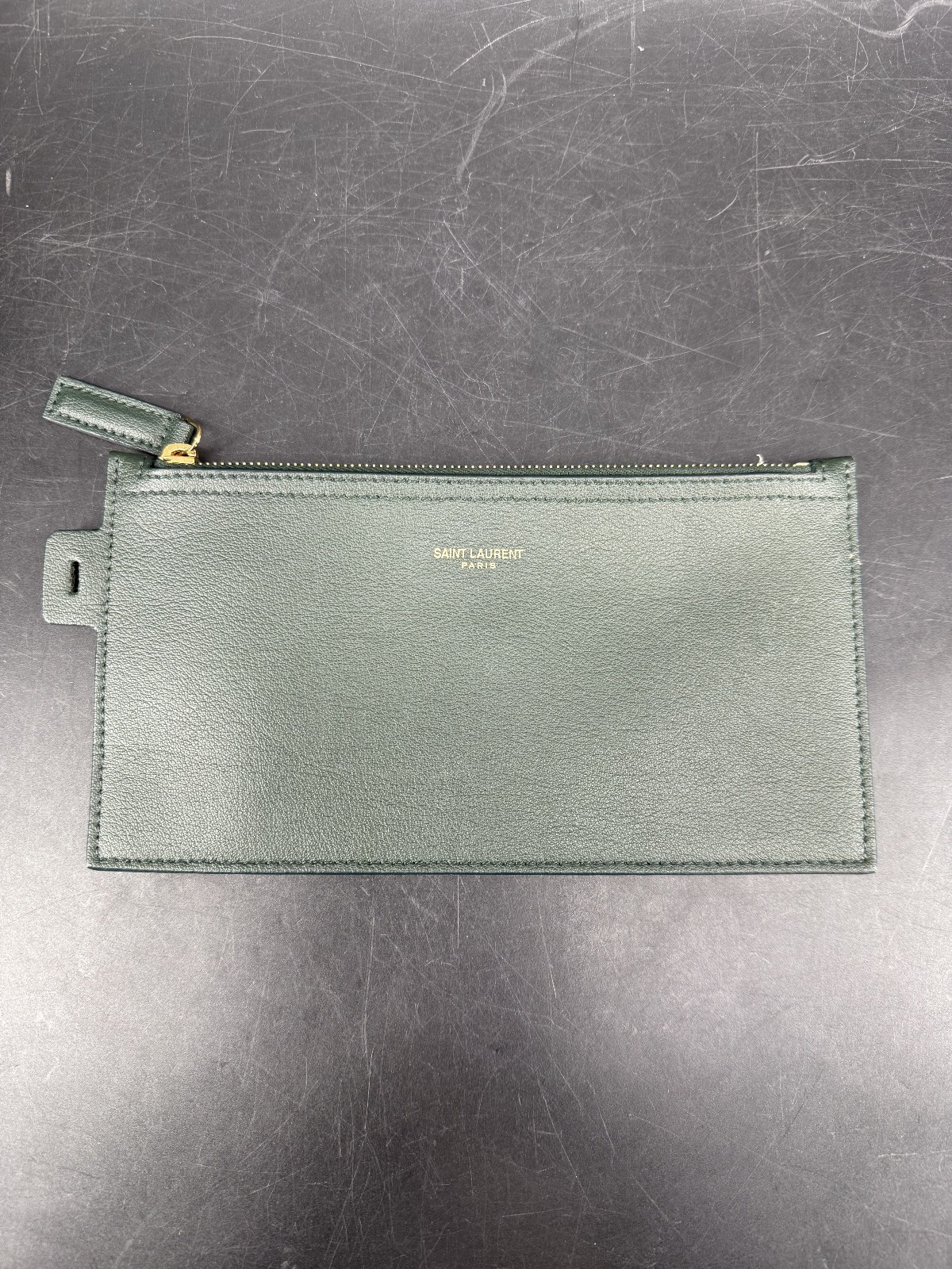 Saint Laurent Shopping East West Tote Green Leather Charm Box Dust Bag