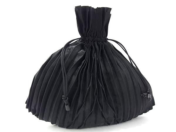 PLEATS PLEASE ISSEY MIYAKE me Drawstring Bag Black Used Japan
