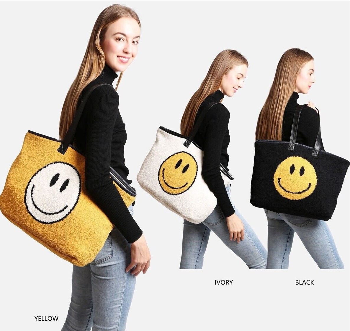 ComfyLuxe Happy Face Pattern Tote Bag