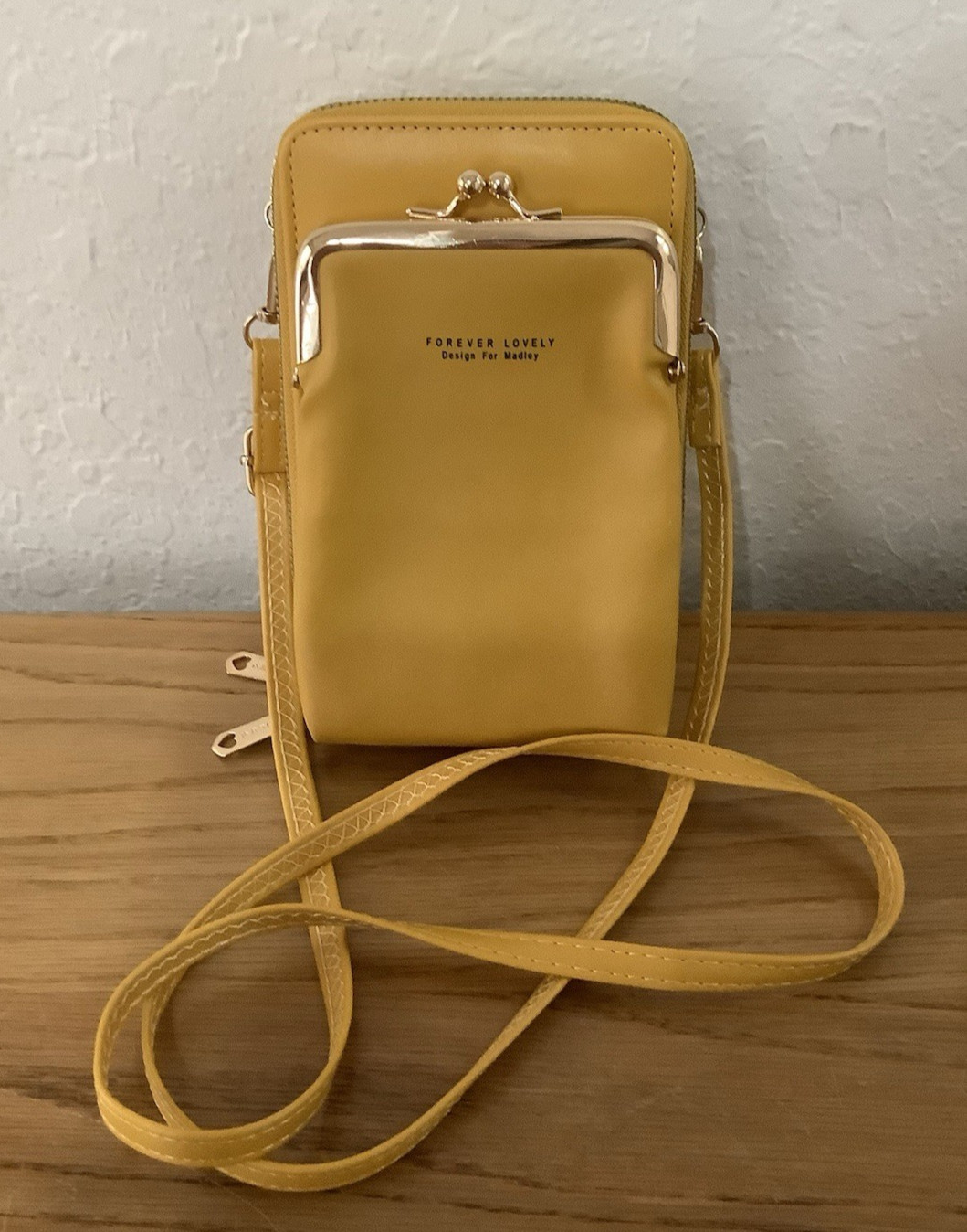 Forever Lovely Design for Madley: YELLOW Crossbody Clutch, Removable Strap