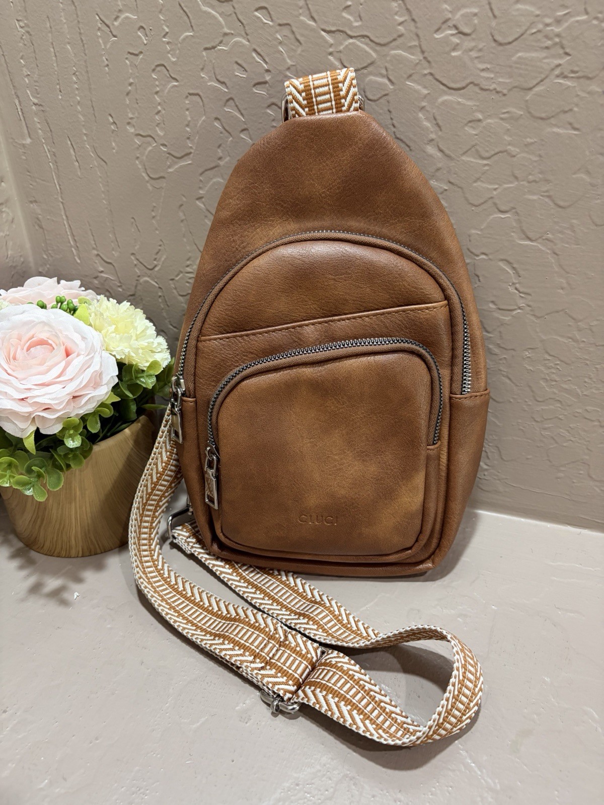 NEW-CLUCI Vegan Leather Small Sling Crossbody Bag-Guitar Strap