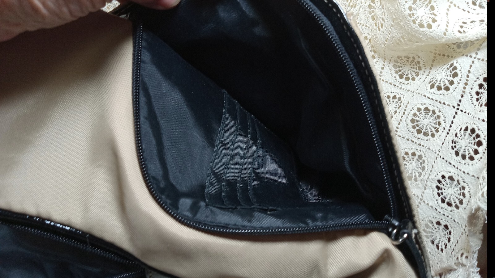 MultiSac Backpack ~ Nylon Taupe ~ Black Vinyl straps~ Black Lining ~Many Pockets