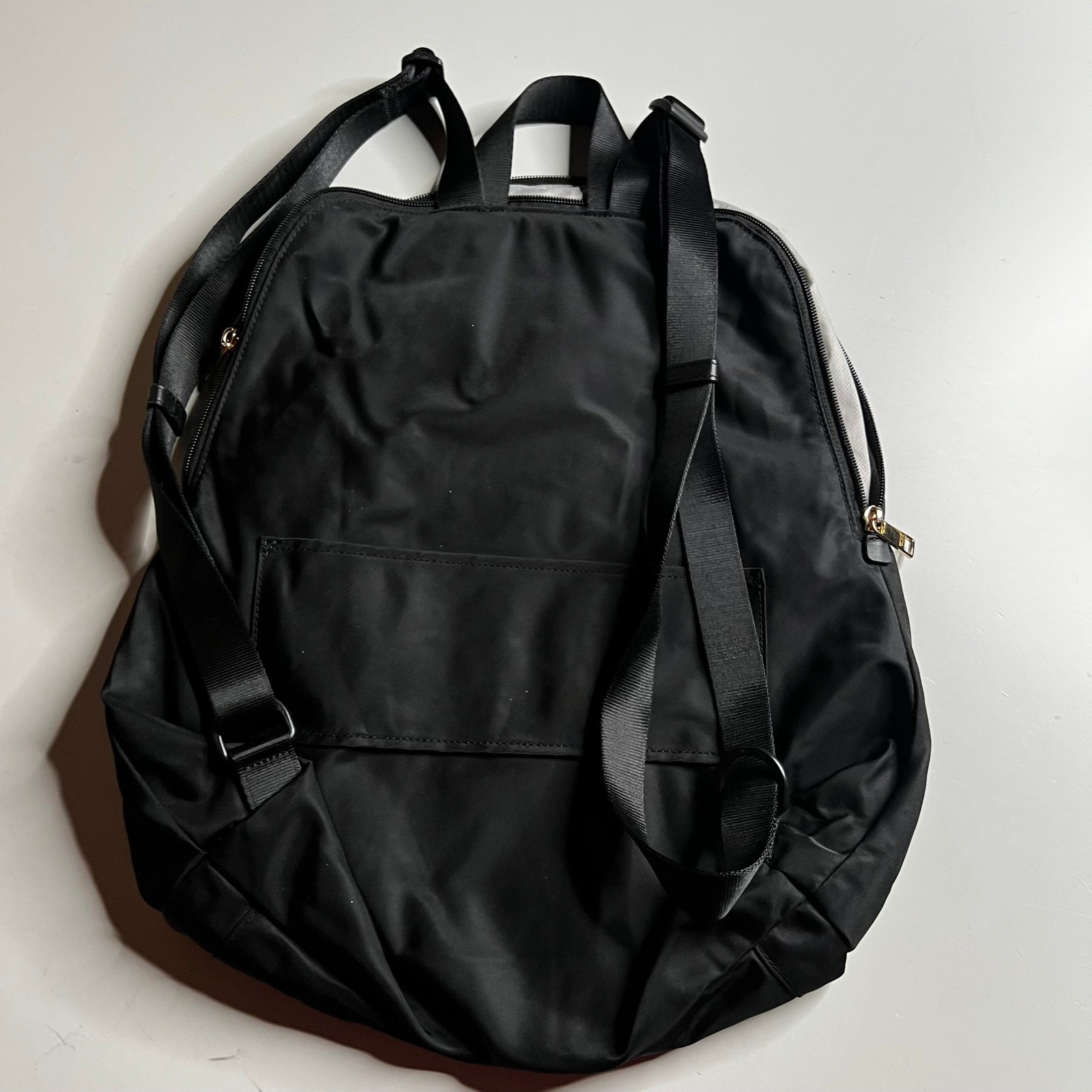 Tumi Just In Case Backpack Black Nylon Gold Hardware Travel Packable Bag