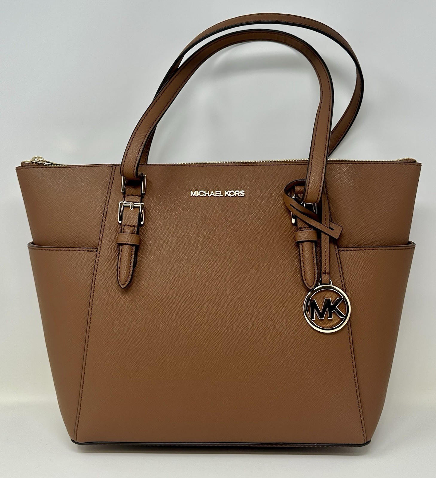 Michael Kors Charlotte Large Saffiano Leather Top Zip Tote Bag Luggage 35TOGCFT7