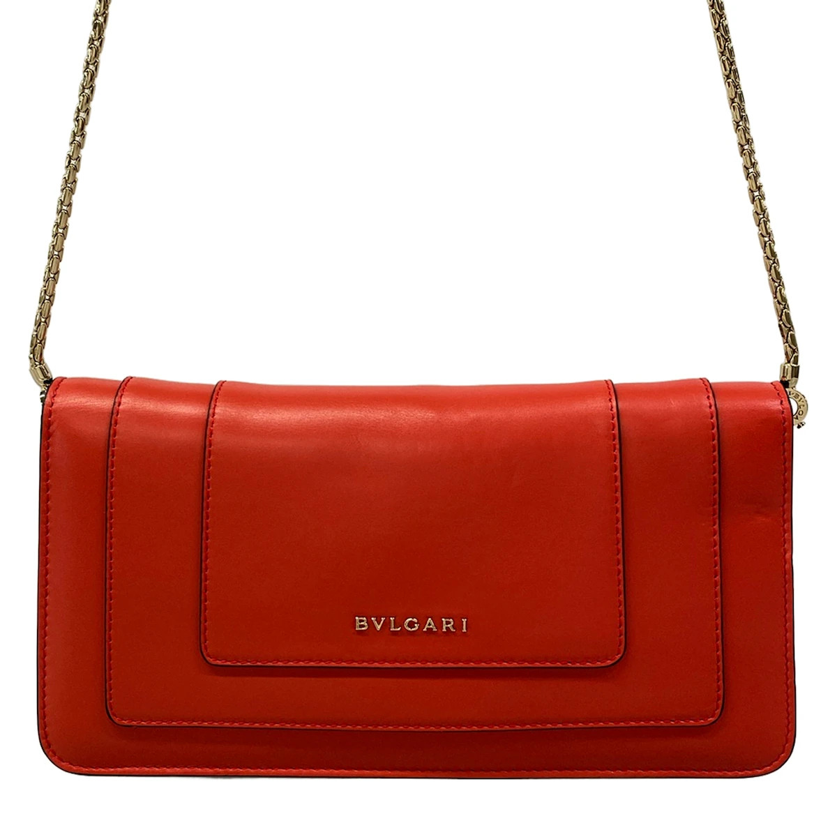 BVLGARI Serpenti Forever Red Leather Shoulder Bag