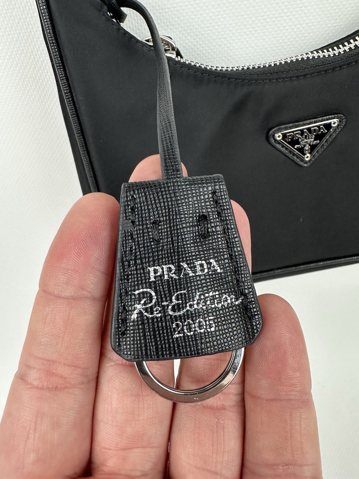 PRADA Re-Edition 2005 Black Nylon Shoulder Bag Chain Crossbody Pouch