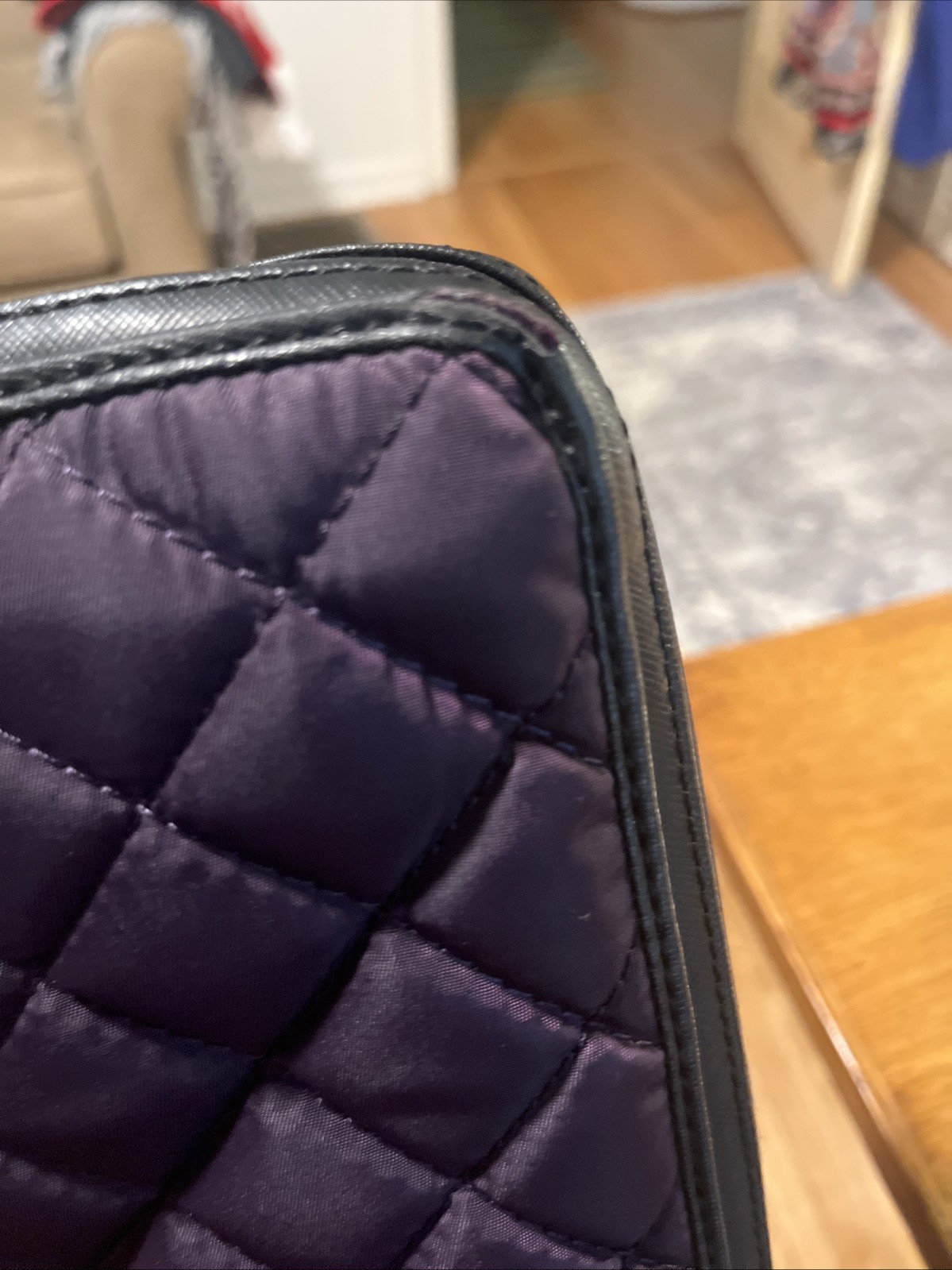 Knomo London Marina Quilted Tote Bag Purple Laptop Sleeve Expandable