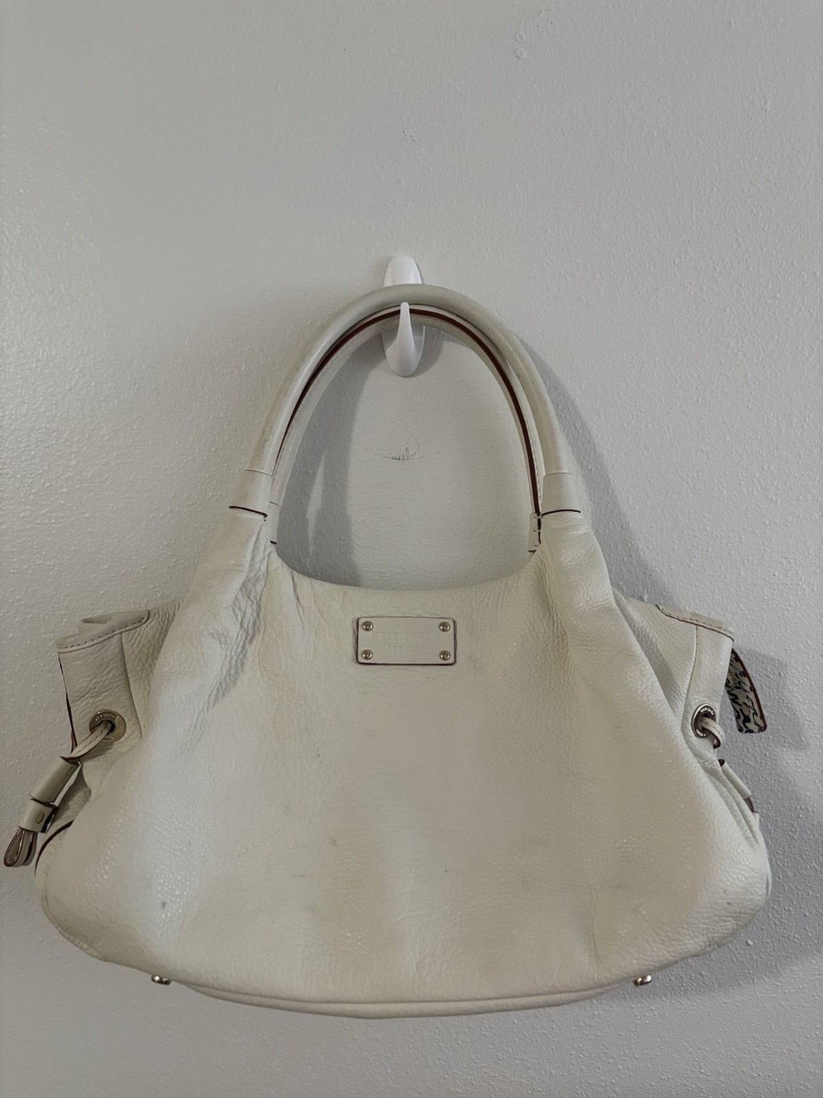 KATE SPADE NEW YORK Cream Pebbled Leather Berkshire Road Stevie Satchel Handbag