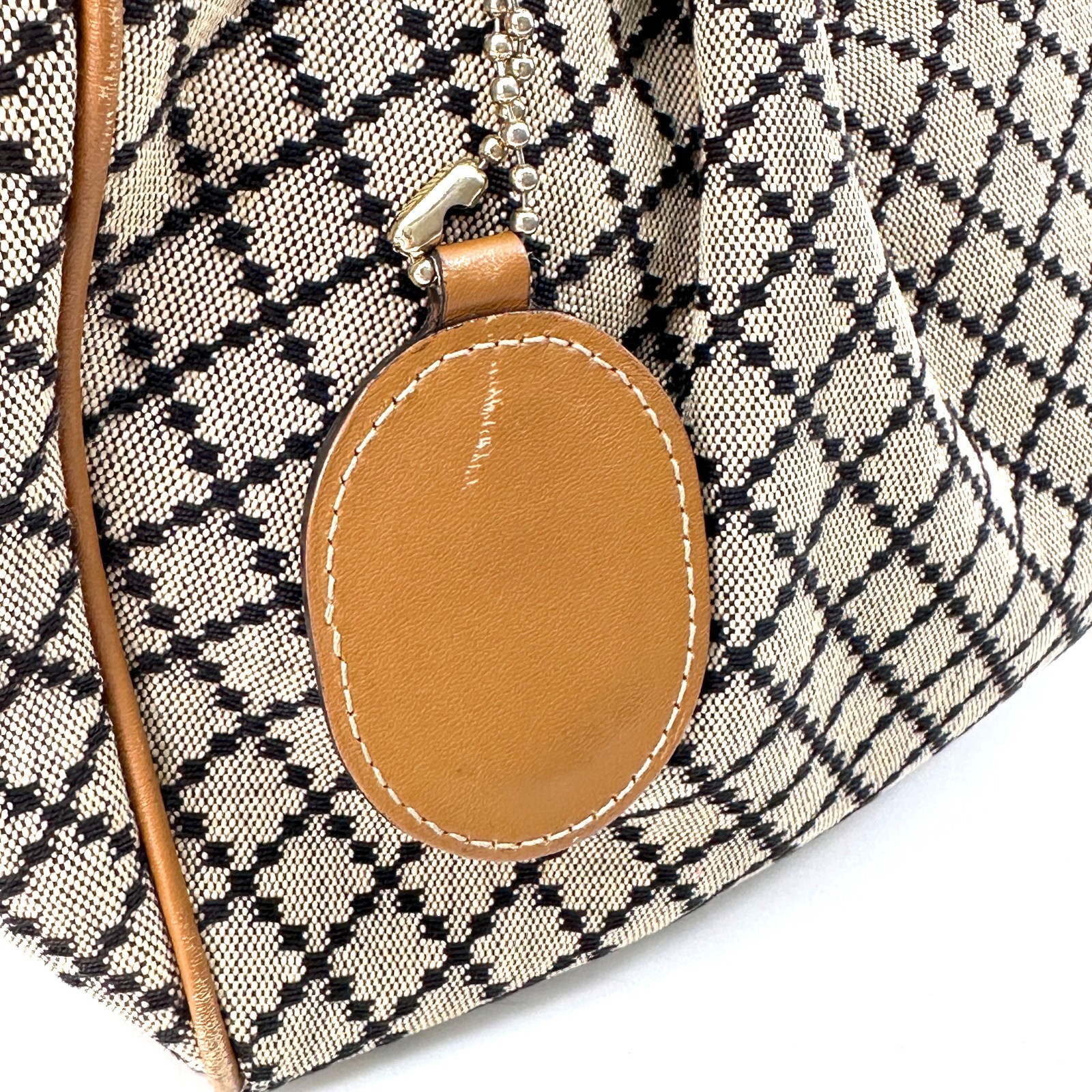 Gucci Diamante Sukey Canvas Leather Tote Bag Hand Bag Beige Brown 211944 Auth