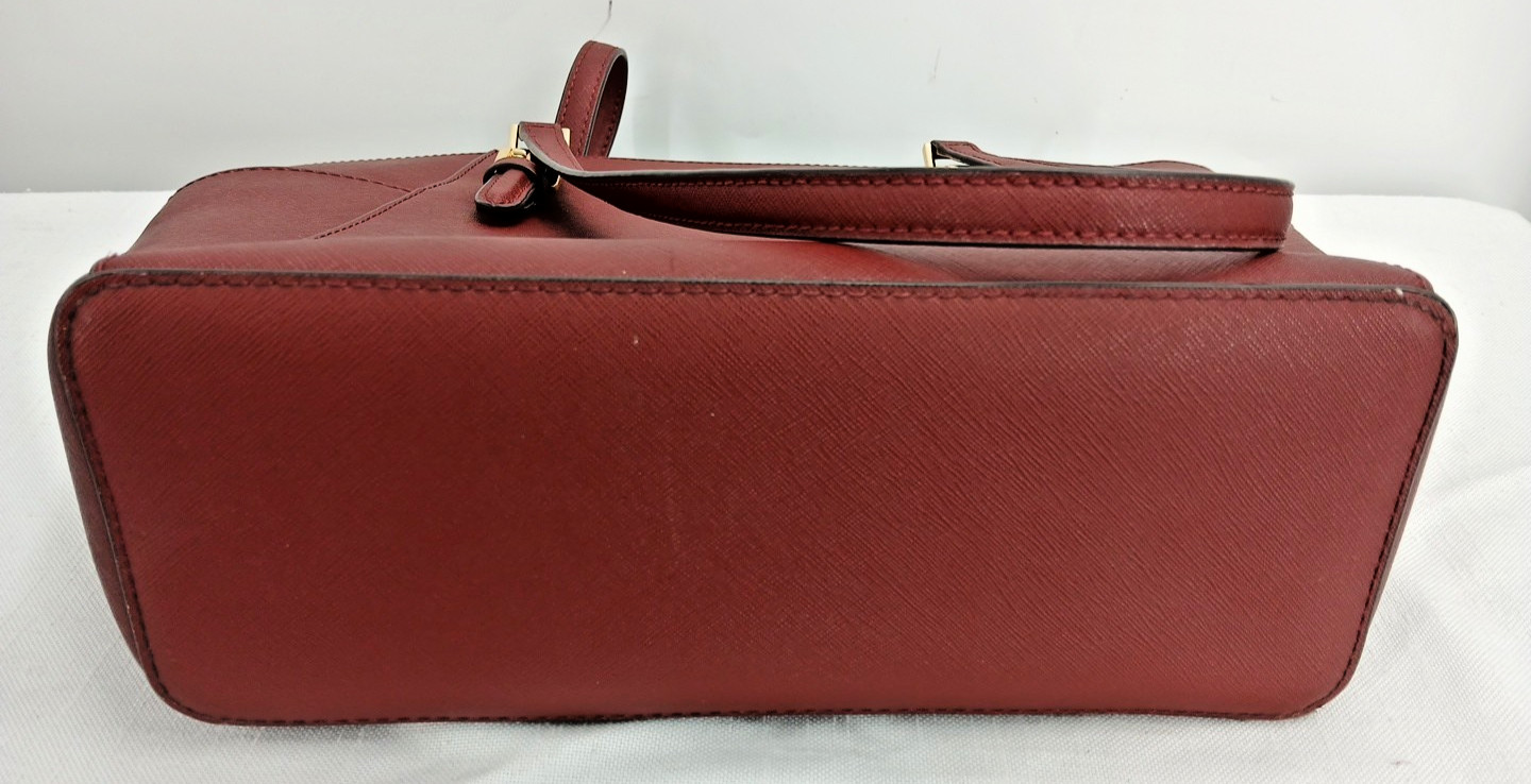 Michael Kors Charlotte Large Saffiano ? Top-Zip Tote Bag Dark Cherry Purse