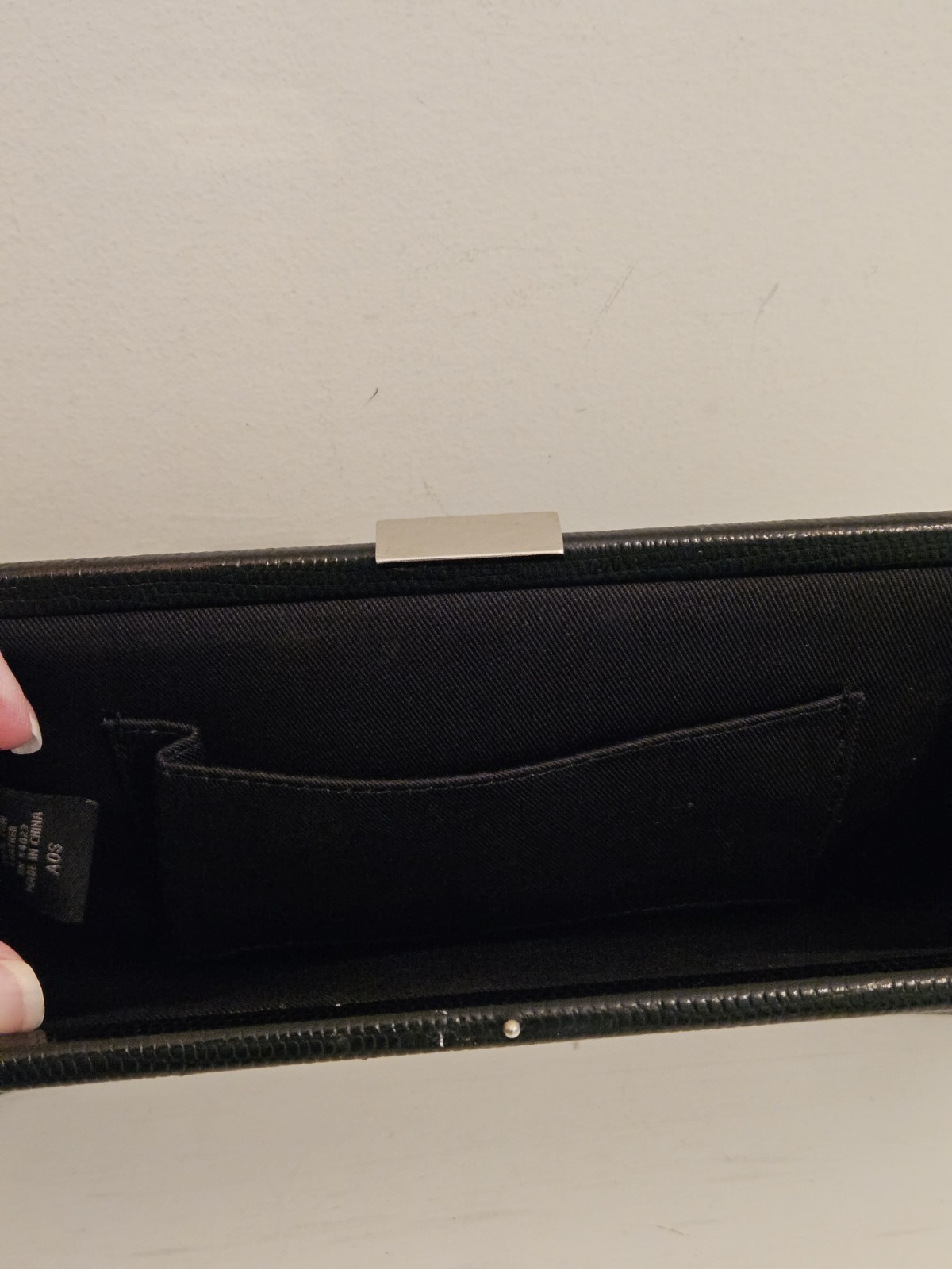 Banana Republic Black Croc Embossed Clutch Wallet Genuine Cow Leather