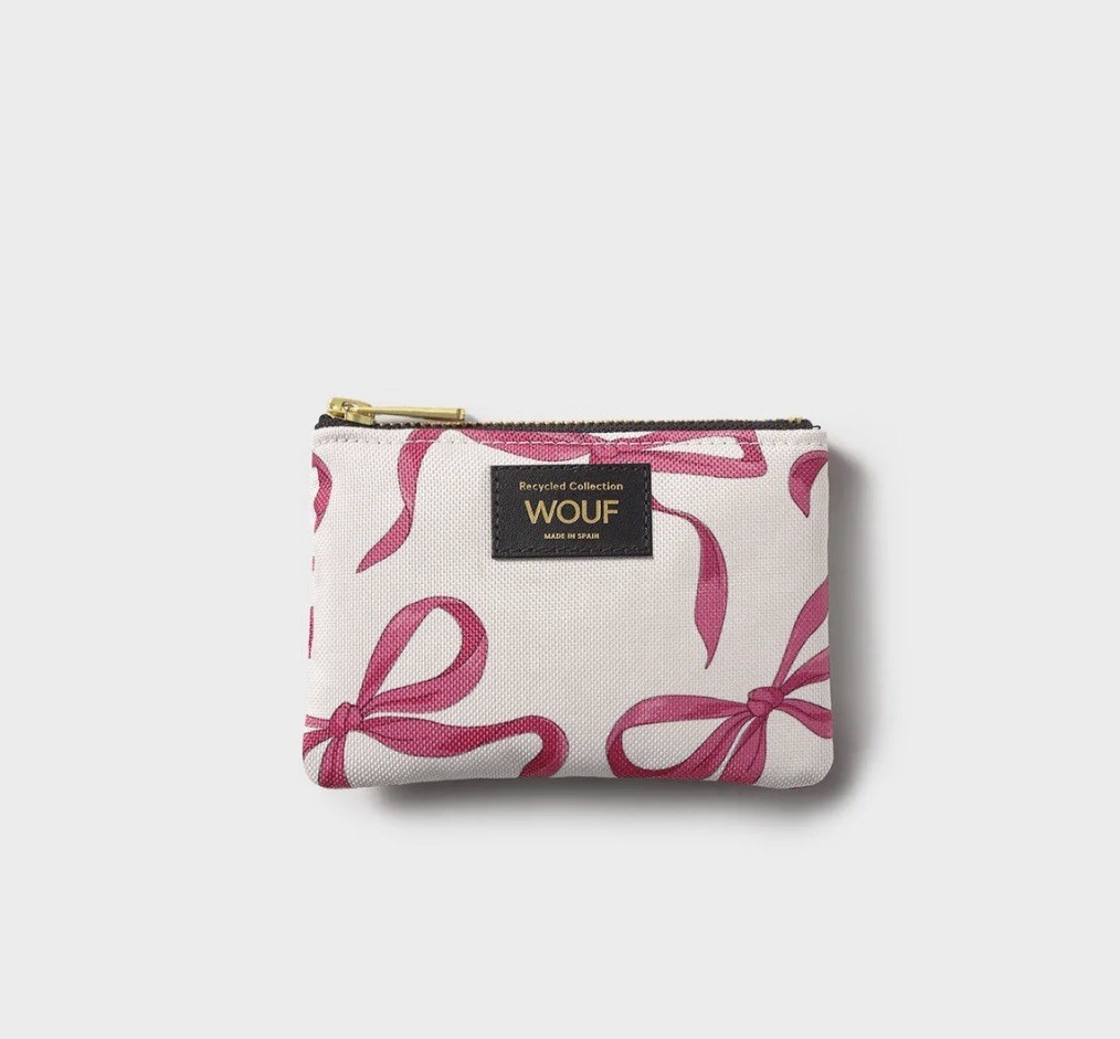 Wouf Recycled Collection Rita Small Pouch Pink Bows Spain NWOT
