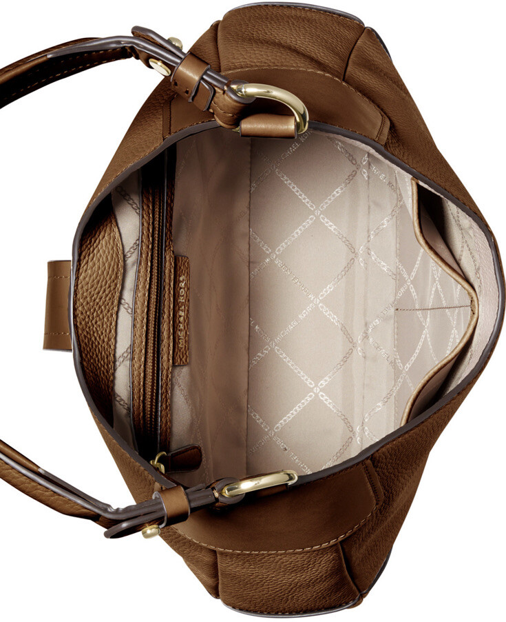 New Michael Kors Lillian Shoulder Bag luggage gold tone studded accents