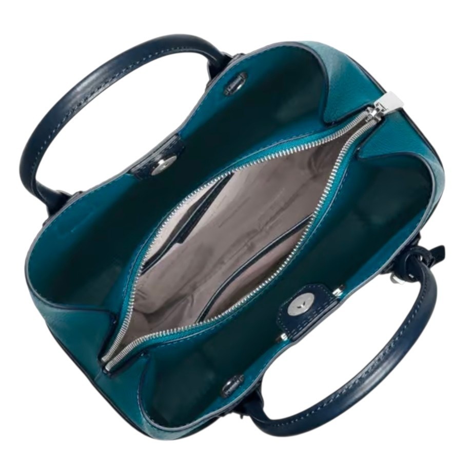 Michael Kors Mercer Gallery Small Leather Satchel Bag Luxe Teal/Admiral