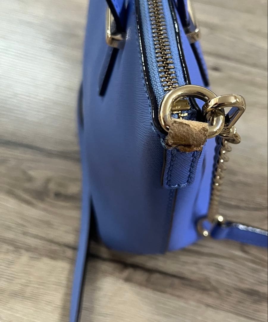 Kate Spade Shoulder Bag Light Blue Nylon Zip Closure 27.5cm