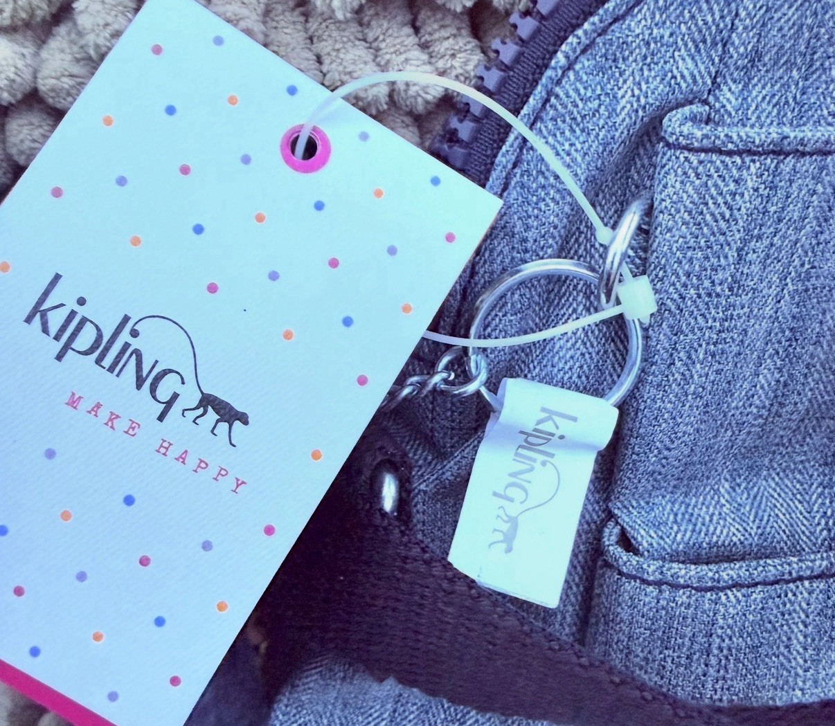 Kipling Felicity Tote Shoulder Crossbody Bag Indigo Blue NWT Gorilla Keychain