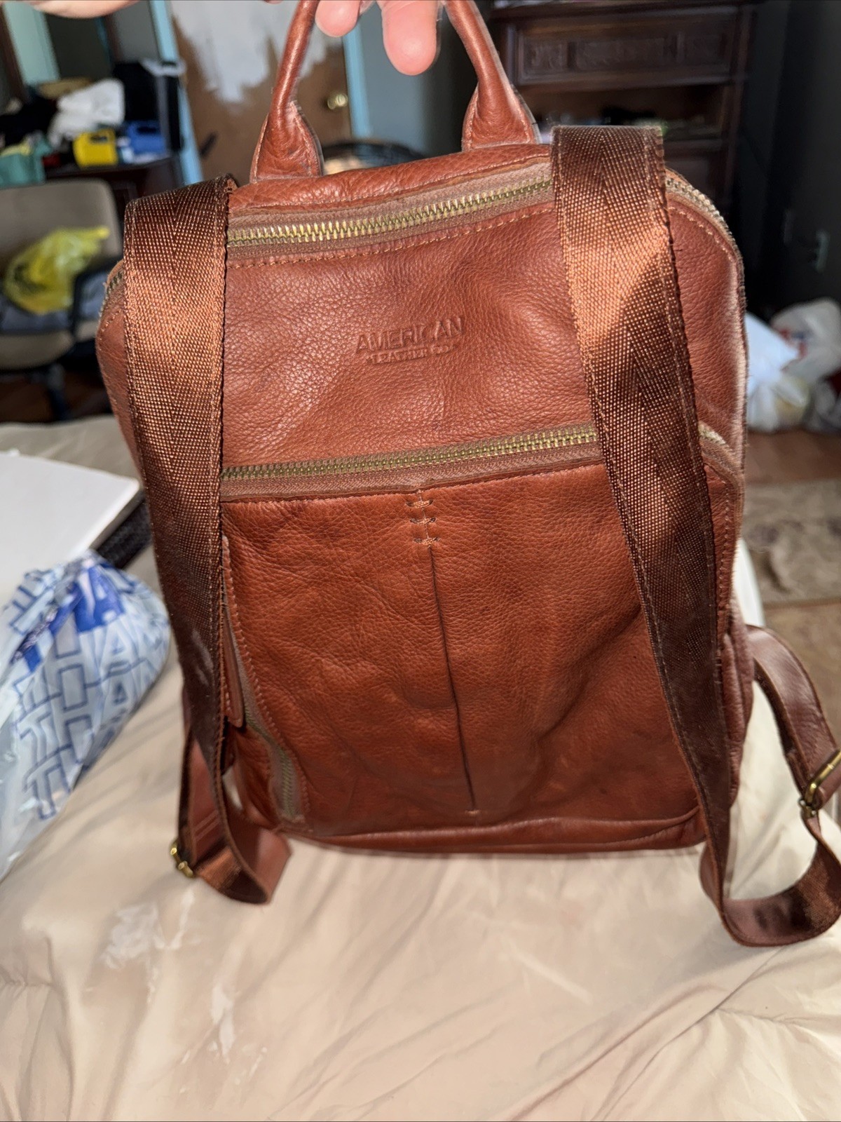 NWT American Leather Co Cleveland Brandy Brown Backpack