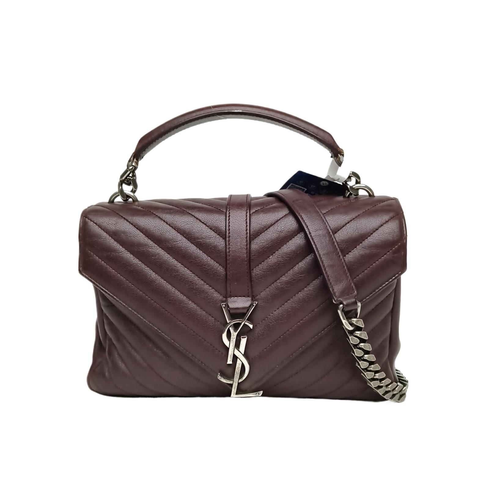 SAINT LAURENT College Pochette Metis Medium 24cm Burgundy Lambskin Crossbody Bag