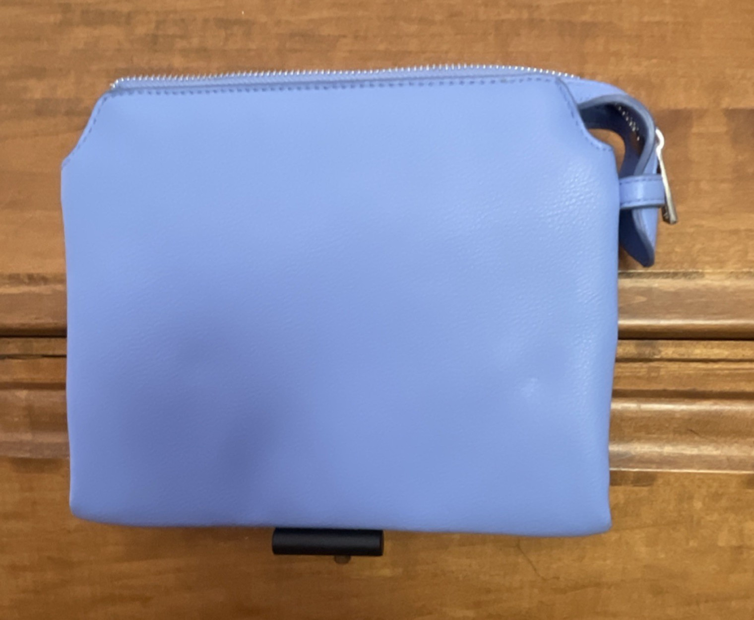 A New Day Light Blue Faux Leather Bag with Zipper and Pockets