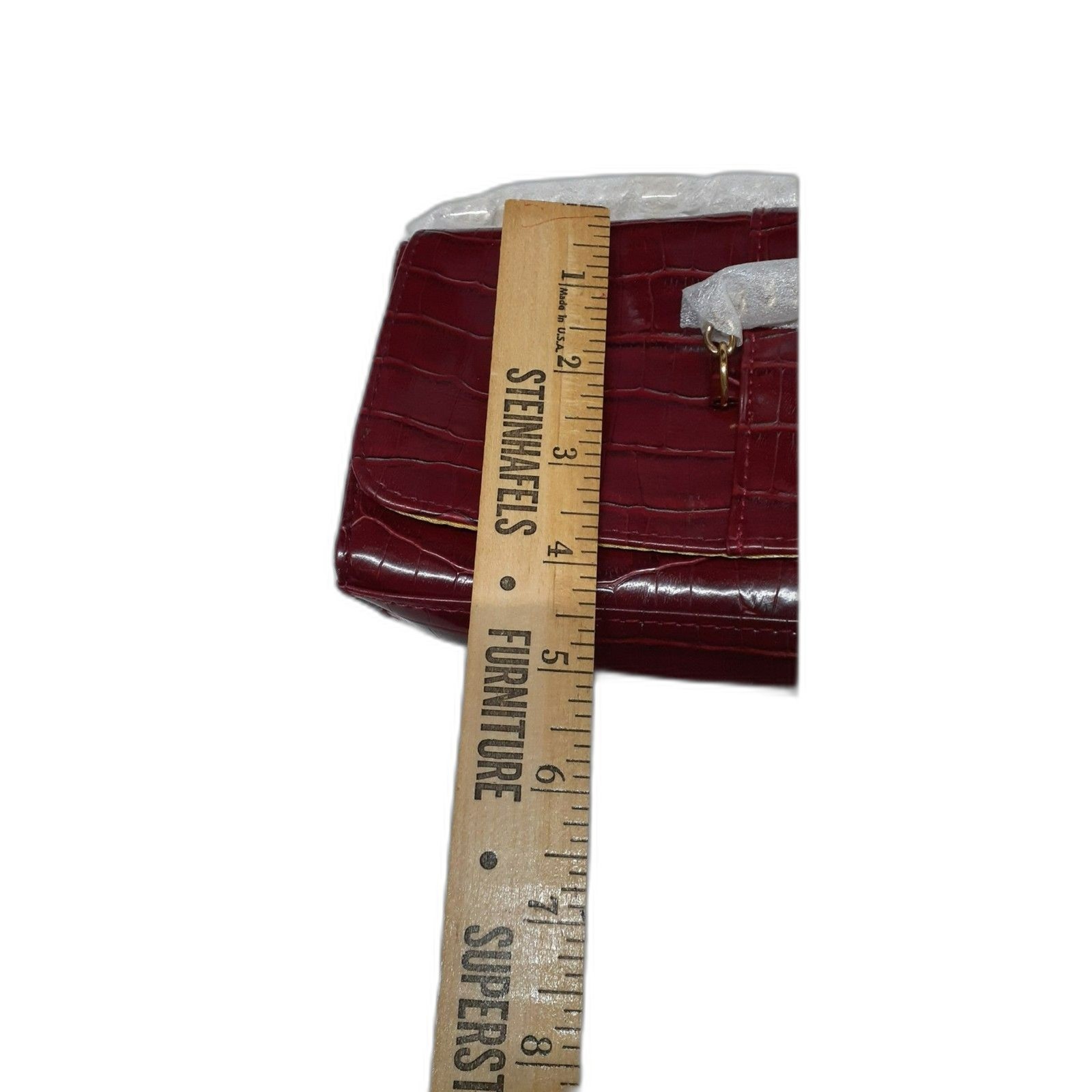 Croco Pattern Evening Clutch Purse Burgundy 9.5-inch Wide brand New