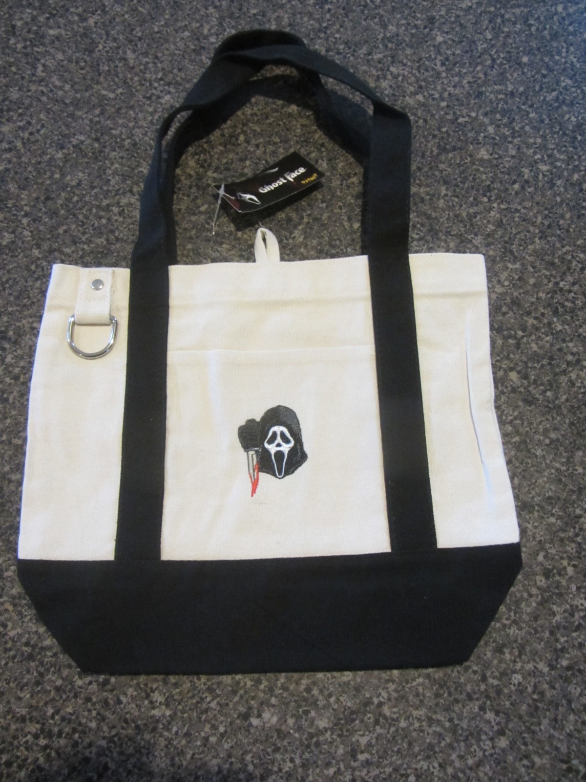 2026 Spirit Halloween Viral Ghostface Scream White Black Tote Bag New W Tags