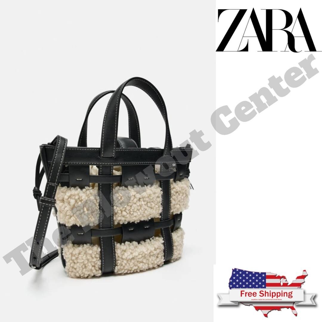 ZARA NWT WOMAN Black MINI Shopper Faux Shearling Handbag Bag – FREE SHIPPING!!