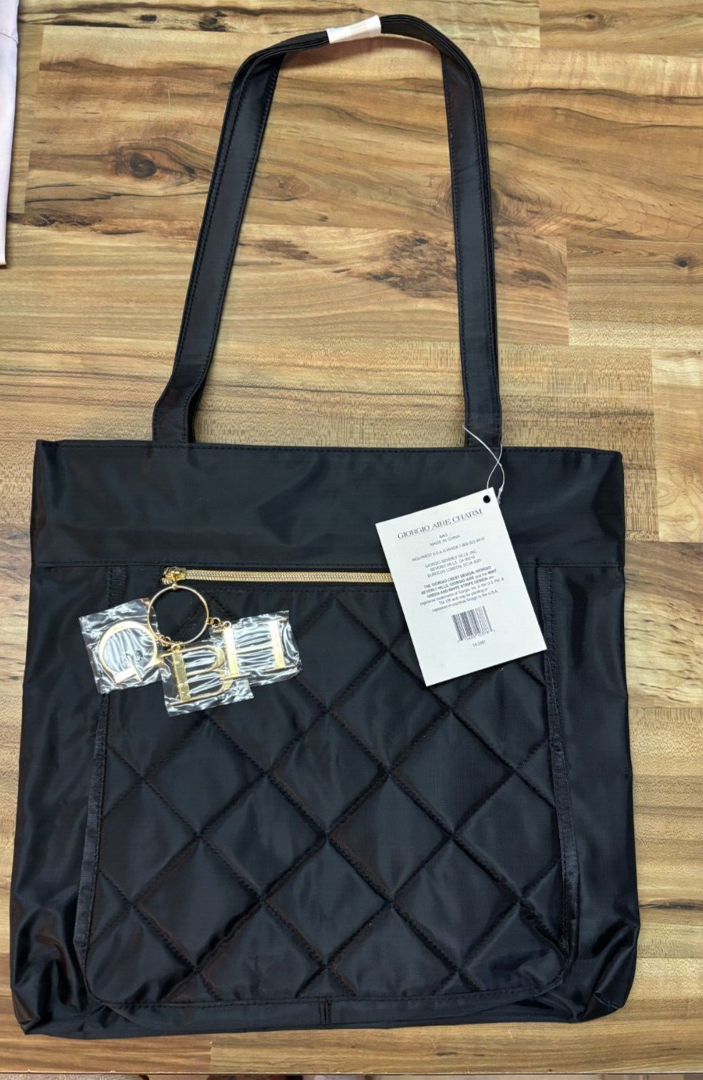 Giorgio Aire Charm Beverly Hills Black Tote Bag 14″x14″ Strap 12″ Drop NEW