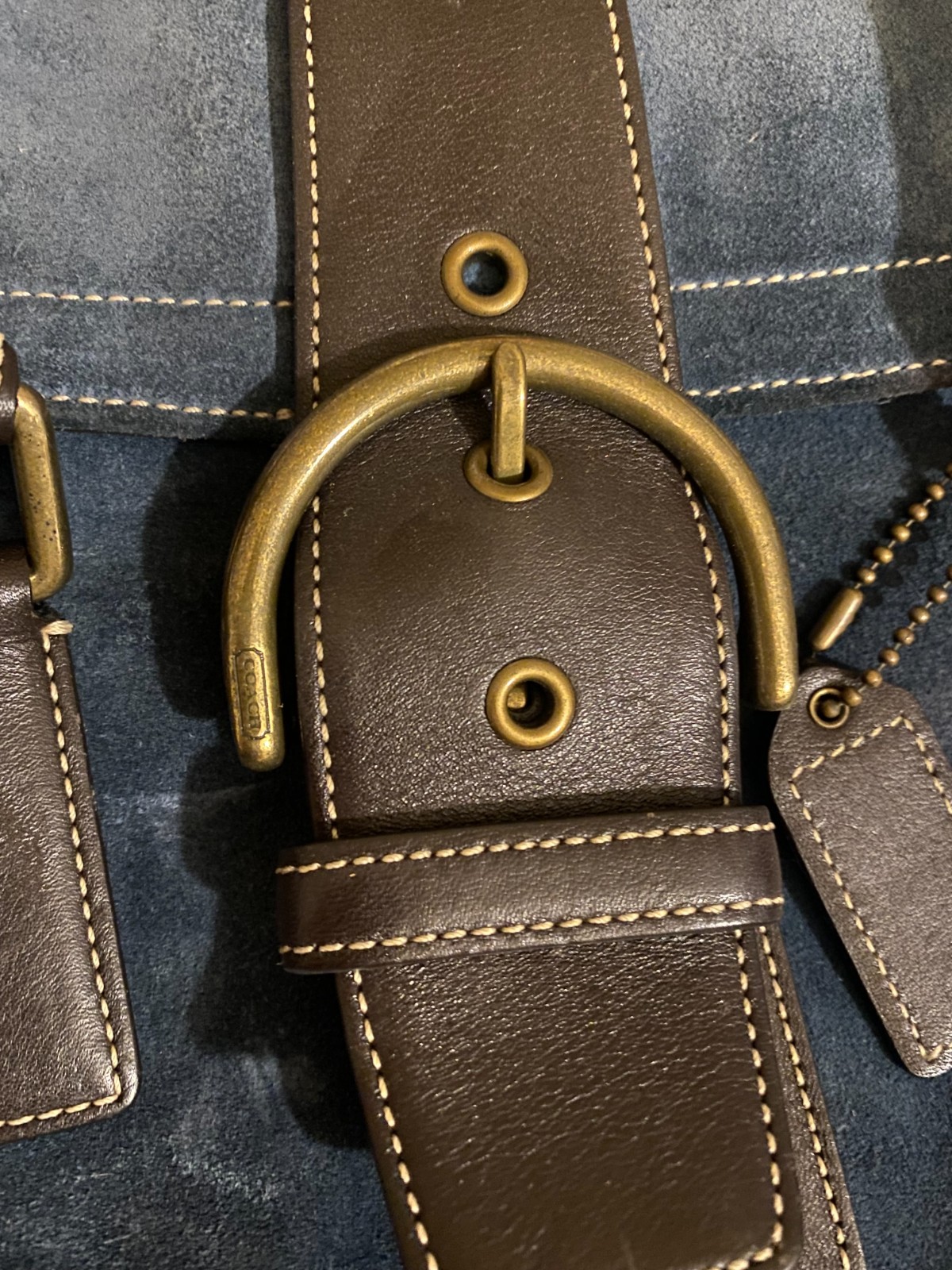 Vintage Coach Blue Suede and Leather Soho-Hampton Satchel 9507 + Care Kit