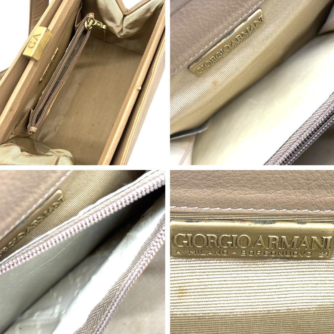 Giorgio Armani Beige Leather Handbag Formal Bag Authentic, Used, 23x19cm