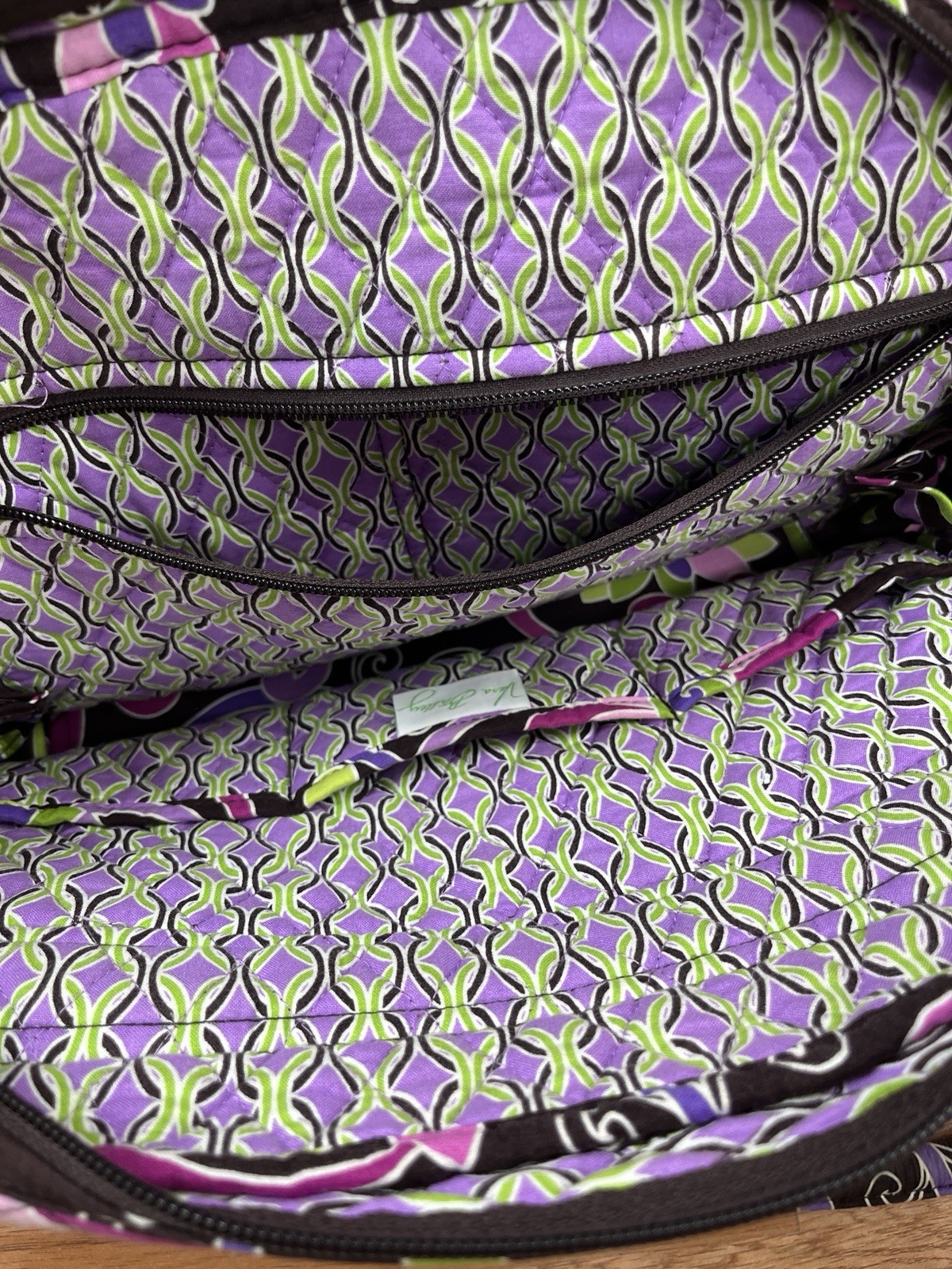 Vera Bradley Retired Purple Punch Bowler Bag Shoulder Purse- Lots of Pockets