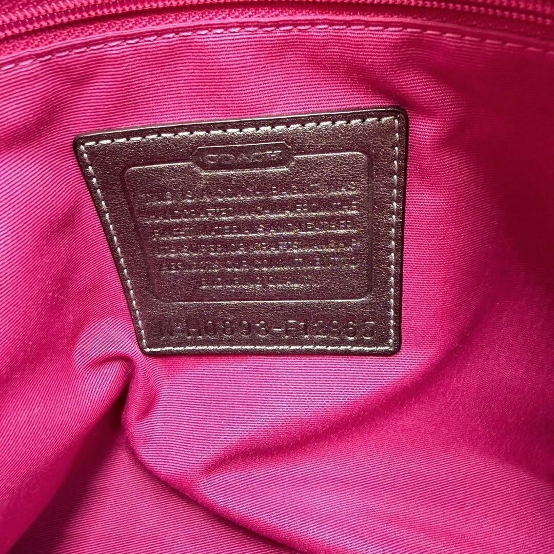 Coach Signature Patchwork Shoulder Bag Pink Leather Canvas Suede Y2K 42cm 80cm