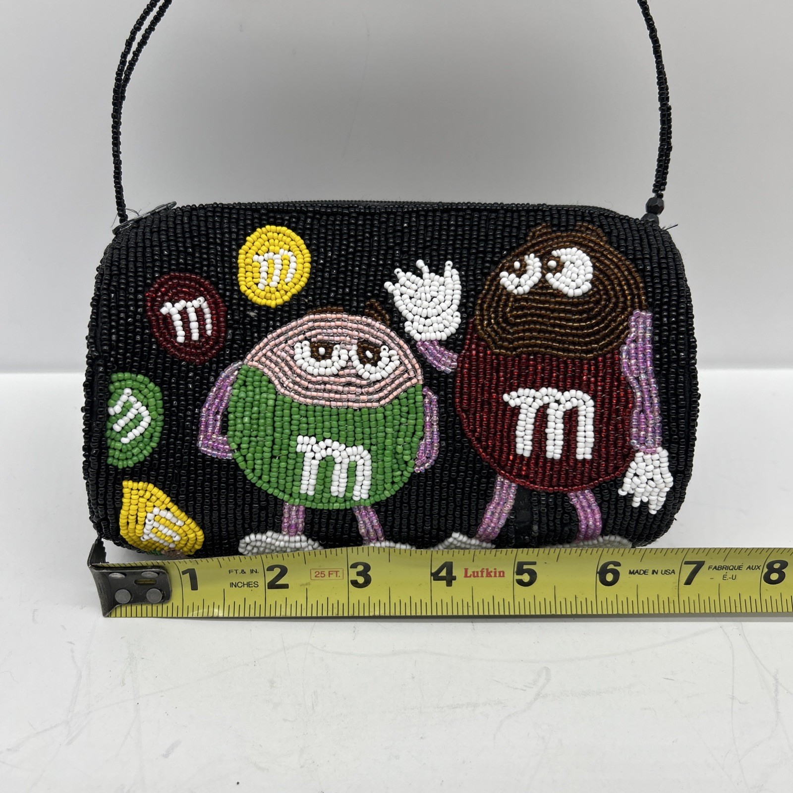 VTG M & M Candy Beaded Barrel Purse Clutch Bag – AS IS -Missing Beads