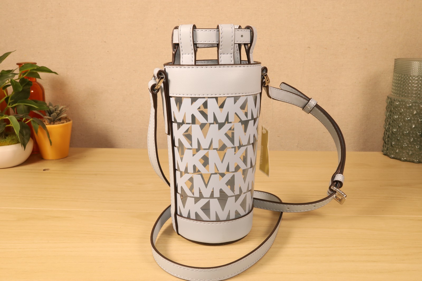 Michael Kors Pale Ocean Water Bottle Crossbody Holder New with Tags