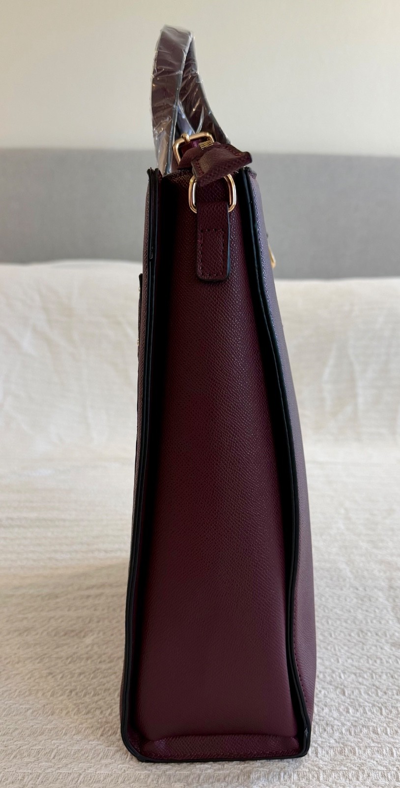 NEW London Fog Sofia Studded Tote Bag Plum w/ Shoulder Strap & Tags