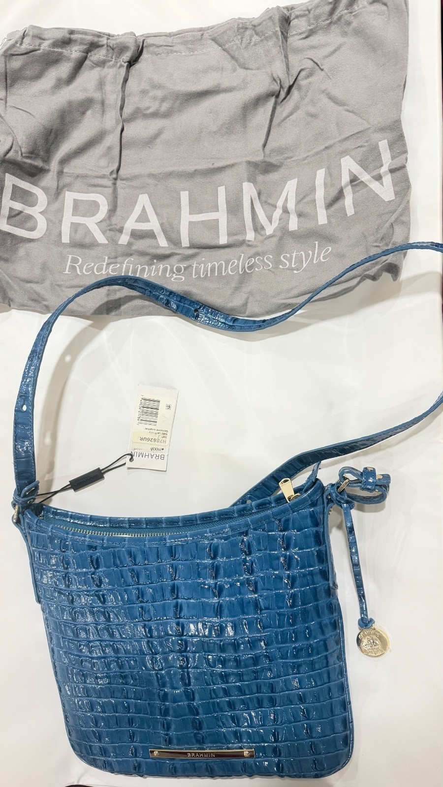 Brahmin Katie Crossbody Bag Purse Handbag Surf La Scala Blue Leather NWT