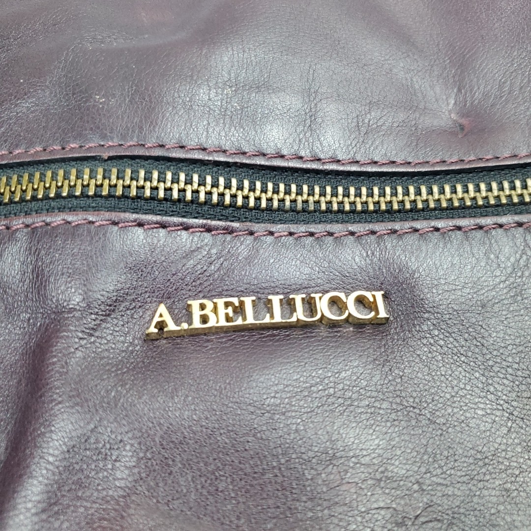 A. Bellucci Purse Burgundy Pebbled Leather Shoulder Bag Made in Italy