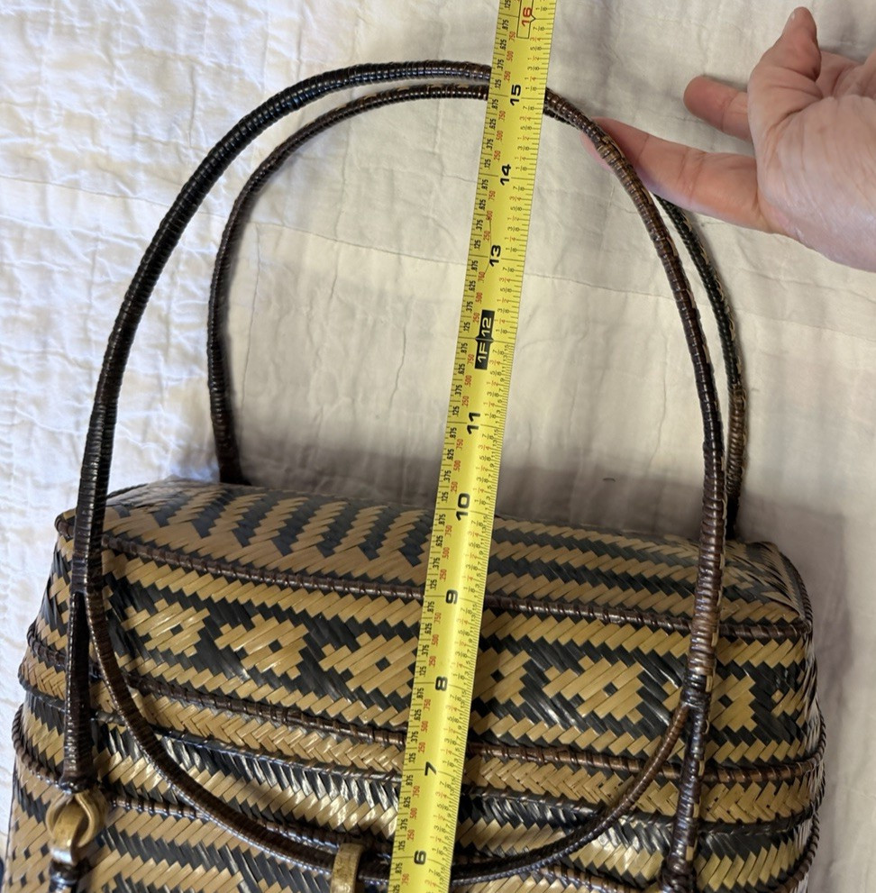Philippines Palawan Tiruray Tribe Hand Woven Straw Cane River Basket Bag Purse