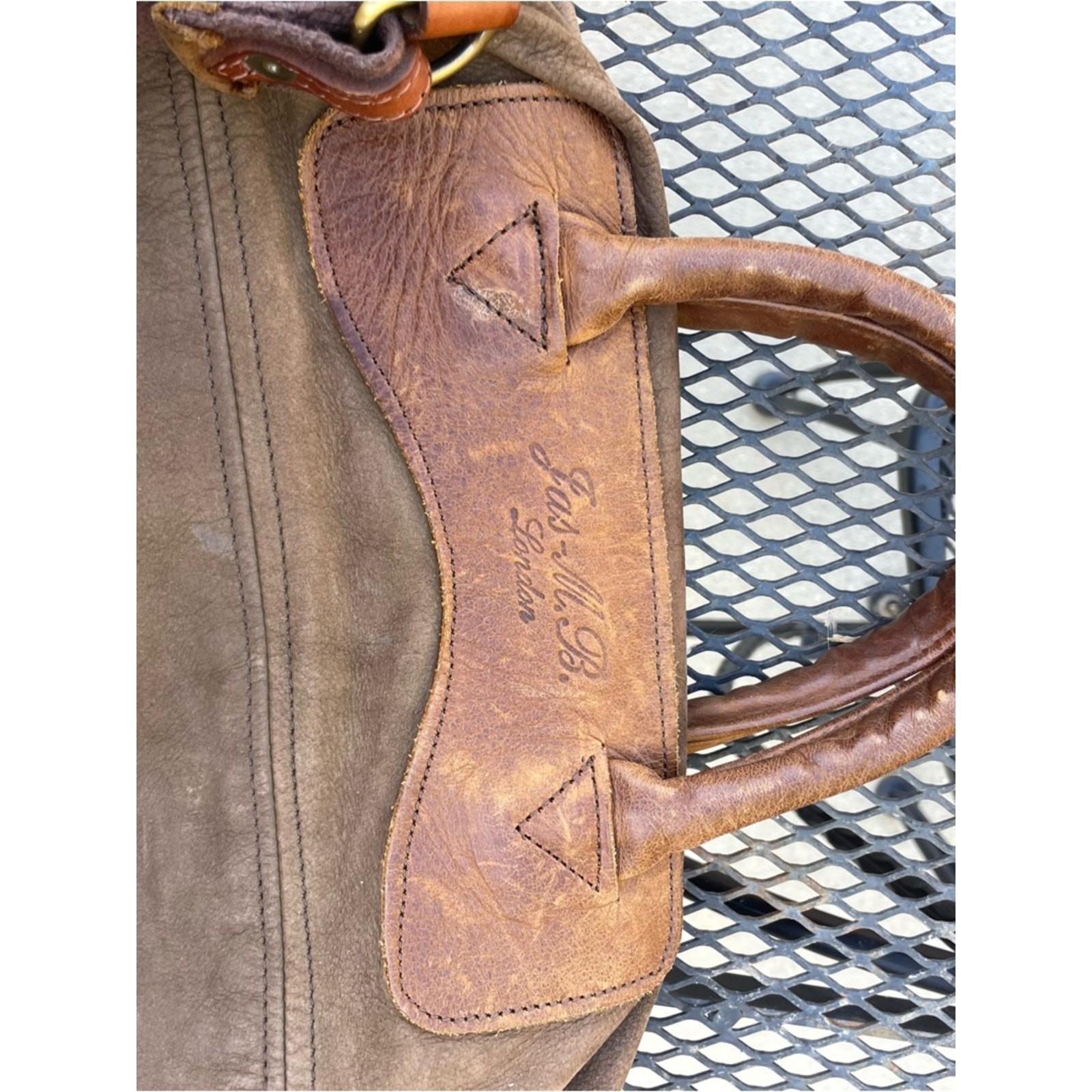 JAS M. B. London leather and suede texture messenger bag