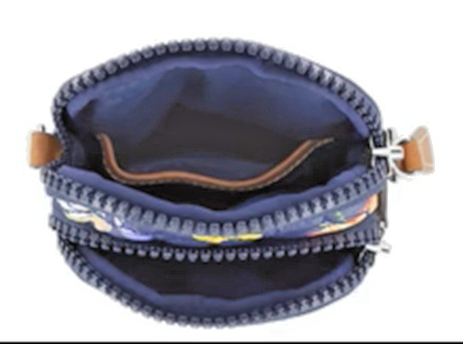 NWTag Brighton Heart to Heart KORA Mini Utility Bag Blue Floral Nylon MSRP $220
