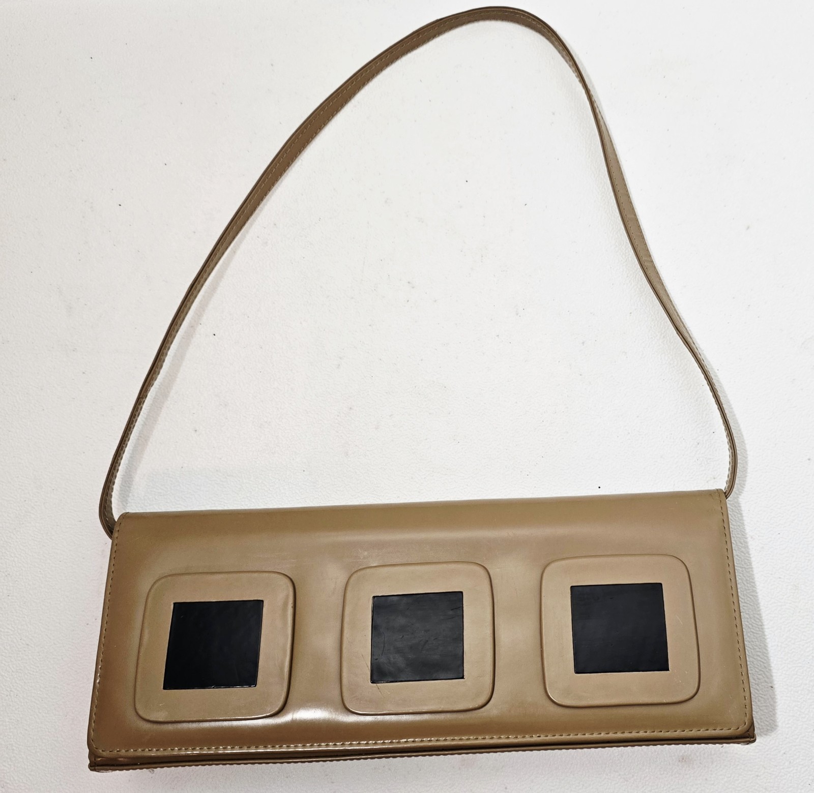 Charles Jourdan Paris Sholder Bag/Clutch Made in Spain Camel & Black