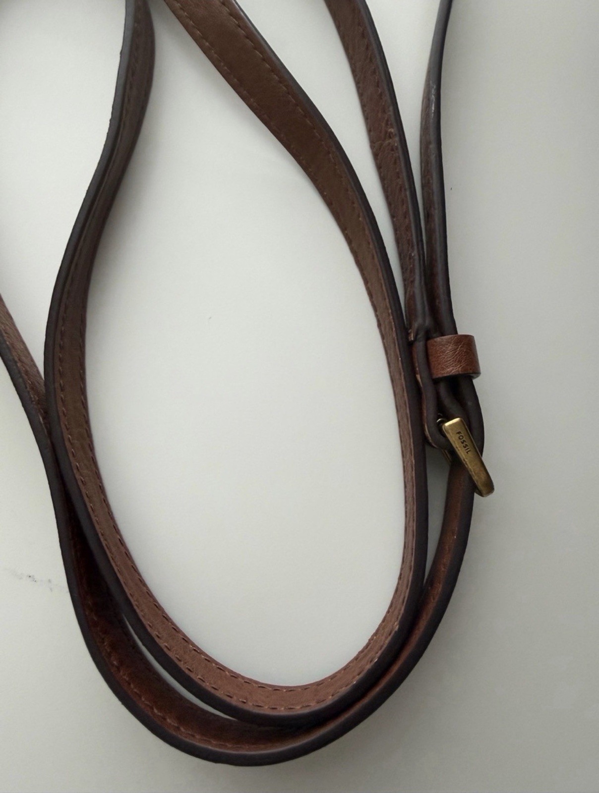 Fossil Brown Pebbled Satchel Top Handle Zip Detachable Strap Gold Hardware