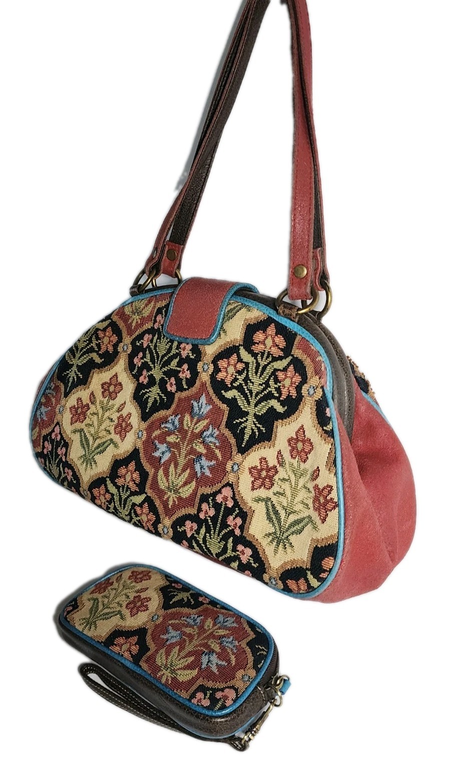 ISABELLA FIORE SWEDISH BOUQUET COL HEAVILY HAND BEADED HANDBAG COIN WRISTLET SET