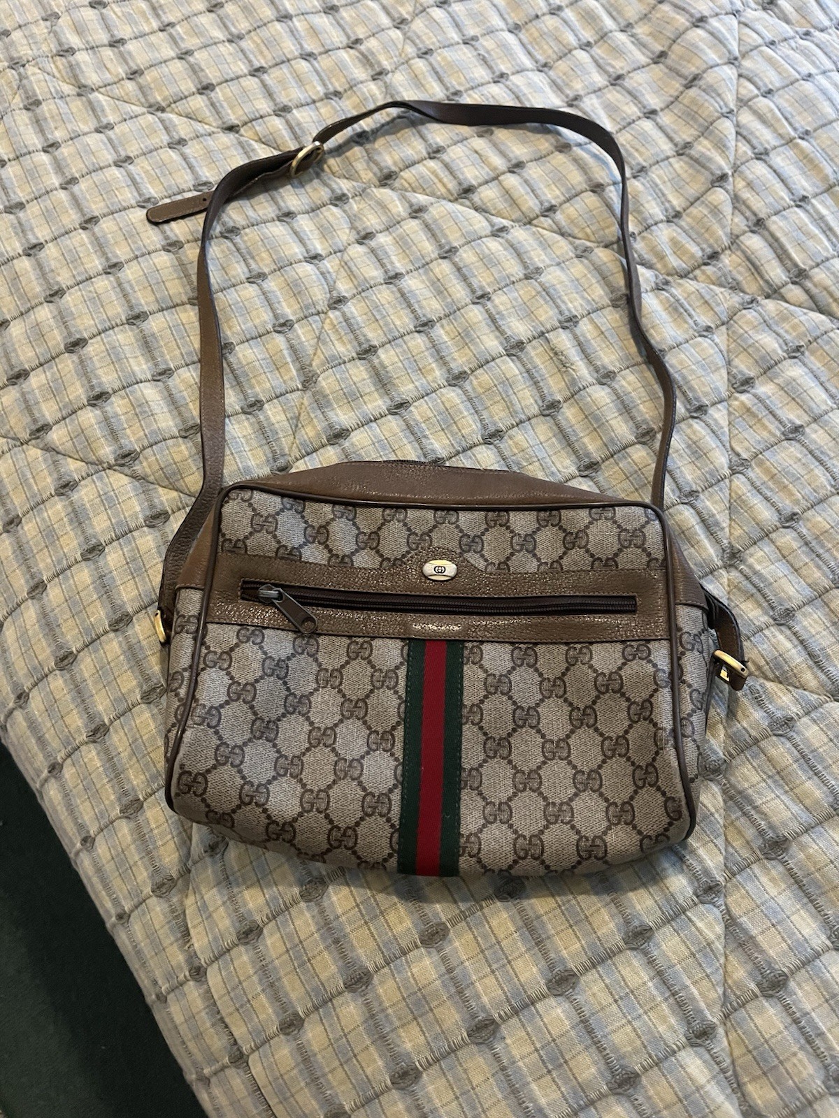 GUCCI GG Ophidia Sherry Web 1970 Canvas Camera Bag Beige PVC (SEE DESCRIPTION )
