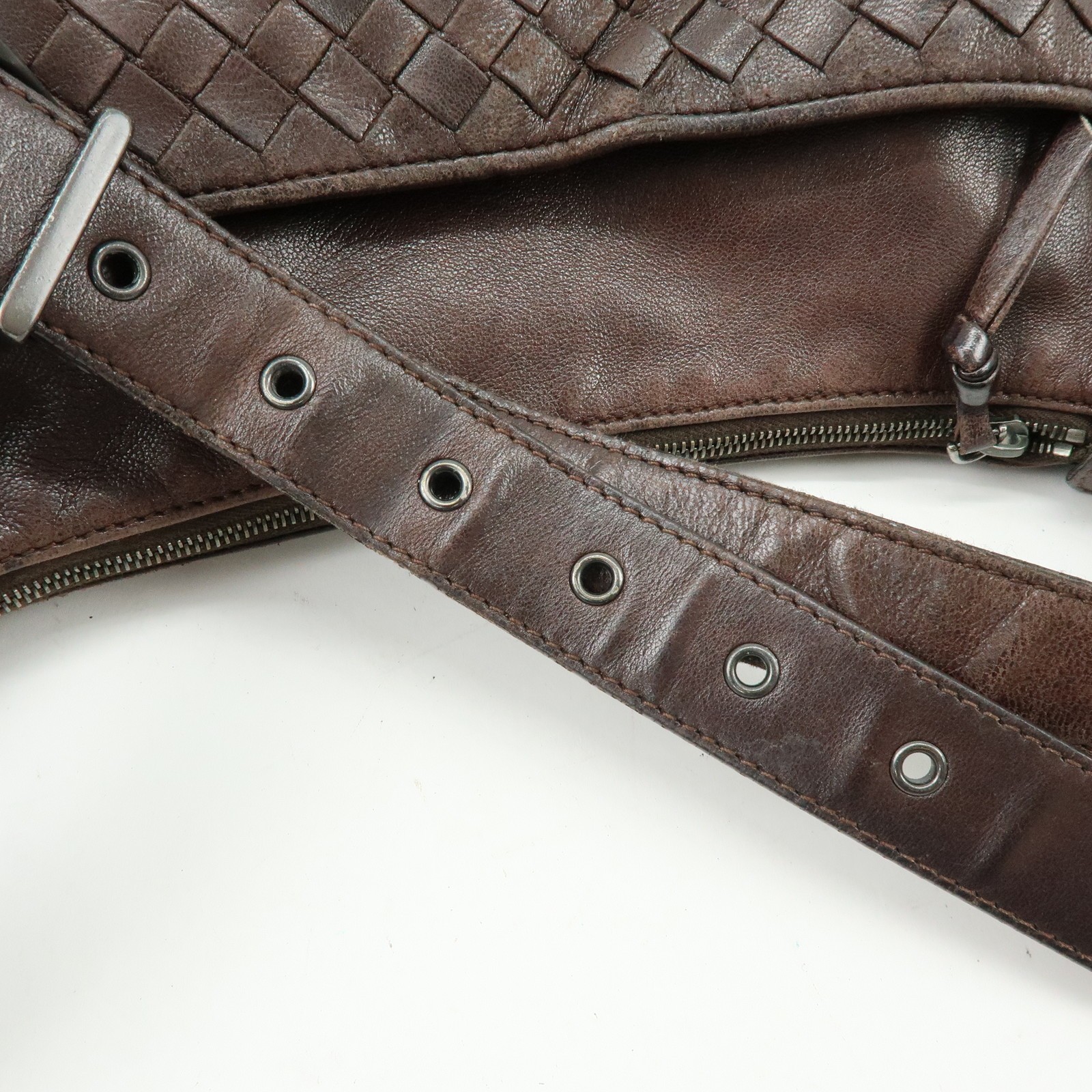 BOTTEGA VENETA Intrecciato Leather Shoulder Crossbody Bag Brown Auth Used F/S