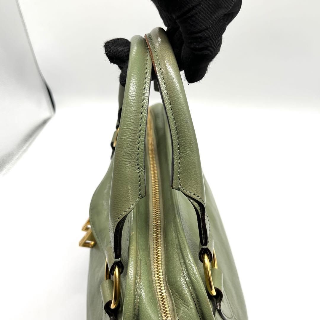 Marc Jacobs Green Leather 2Way Satchel Vintage Olive Shoulder Handbag Authentic