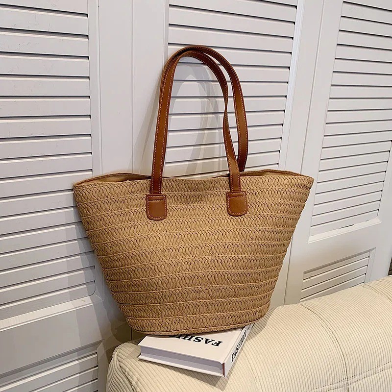 Women’s Straw Woven Beach Tote Bag Large Capacity Shoulder Handbag Summer Shoppe